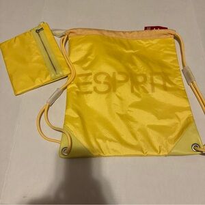 Esprit 90's Vintage Yellow Drawstring Bag with Pouch